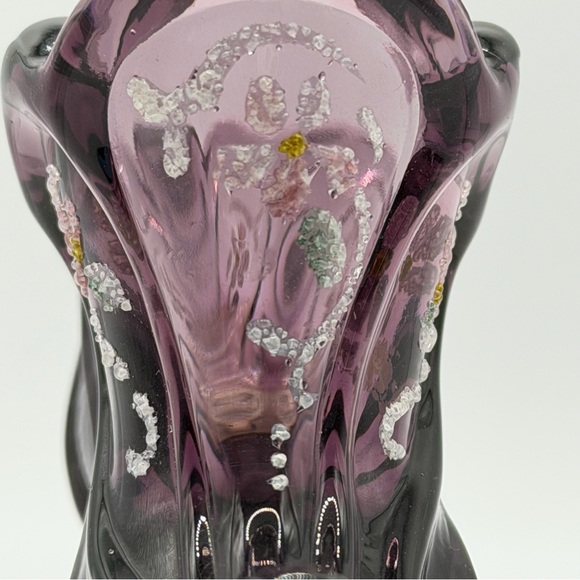 Fenton Amethyst Purple Hand Painted Glass Shoe - Signed - Sticker - Vintage EUC - Picture 10 of 11